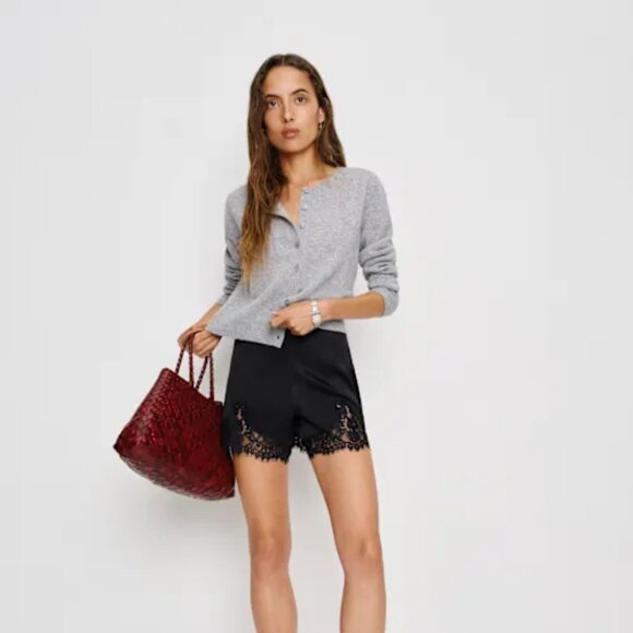 Reformation Fern Satin Short Black - - Picture 1 of 4
